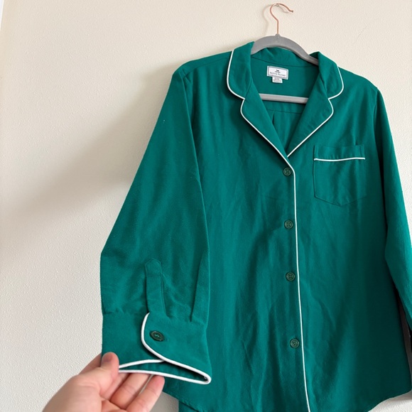 PETITE PLUME WOMEN’S FOREST GREEN CLASSIC FLANNEL PAJAMA Top Size Small - Picture 5 of 7